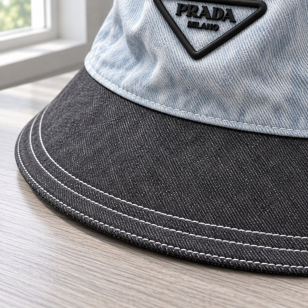 Prada Two-Tone Denim Bucket Hat - Picture 6 of 6